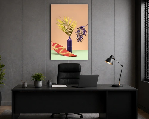 Modern Tropical Leaf portrait acrylic painting 3
